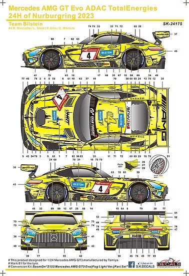 SKデカール 1/24 SK24175 メルセデス  GT Evo ADAC TotalEnergies 24時間ニュルブルクリンク 2023 チーム ビルシュタイン
