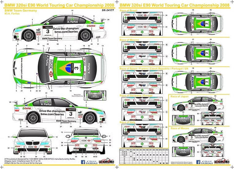 SKデカール 1/24 SK24177 BMW 320si E90 WTCC 2008 BMW チーム ドイツ #3