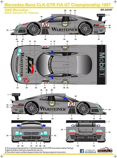 SKデカール SK24197 1/24 メルセデス・ベンツ CLK-GTR FIA GT チャンピオンシップ 1997 AMG メルセデス