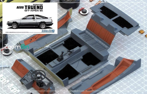 ZoomOn ZC013  1/24 カーペットセット - トヨタ AE86 - ライトグレイ