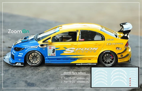 ZoomOn ZD053 1/24 タイヤレター (A) 15-17インチ ホイール用