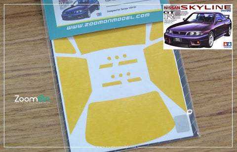 ZoomOn ZD059 1/24 ウインドー・ライト 塗装マスキング- ニッサン スカイライン GTR R33