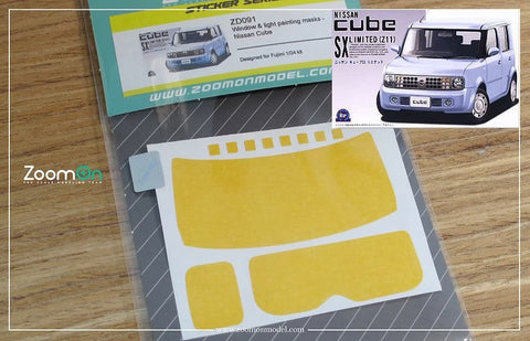 ZoomOn ZD091 1/24 ウインドー・ライト 塗装マスキング- ニッサン キューブ