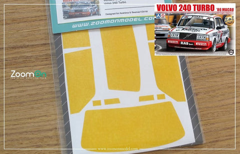 ZoomOn ZD102 1/24 ウインドー・ライト 塗装マスキング- ボルボ 240 ターボ