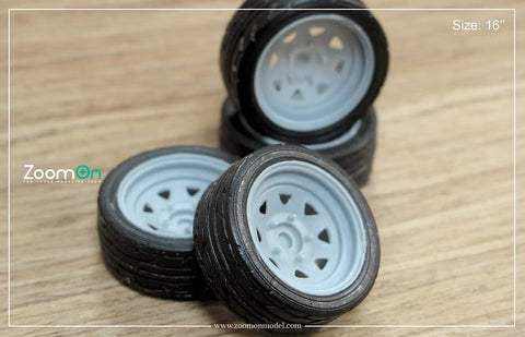 ZoomOn ZR060 1/24 16インチ ダイヤモンド スチール ホイールセット
