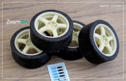 ZoomOn ZR077 1/24 17インチ エンケイ WRC ターマックエボ ホイールセット (4穴)