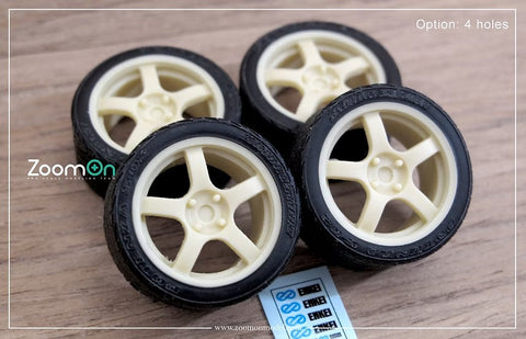 ZoomOn ZR077 1/24 17インチ エンケイ WRC ターマックエボ ホイールセット (5穴)
