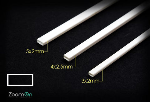 ZoomOn ZT009 1/24 長方形プラスチック棒 セット (中空)250mm