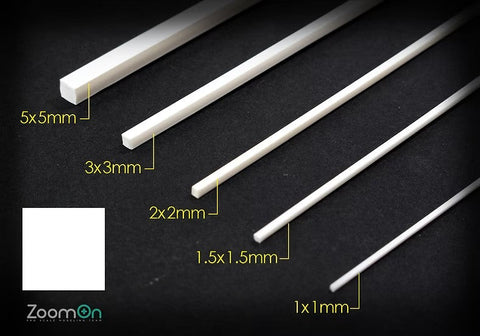 ZoomOn ZT015 1/24 プラスチックの角棒 セット (ソリッド)250mm